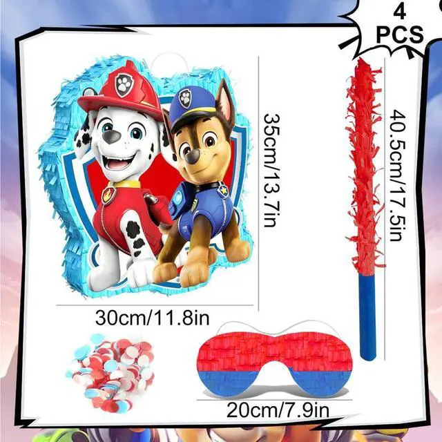 Alt view image 2 of 7 - 4 Pcs Paw Patrol Pinatas Bundle - Paw Patrol Theme Piñata,Paw Patrol Party Pinata Stick & Paw Patrol Party Games Blindfold etc Paw Patrol Pinata Supplies for Paw Patrol Birthday Party Decorations