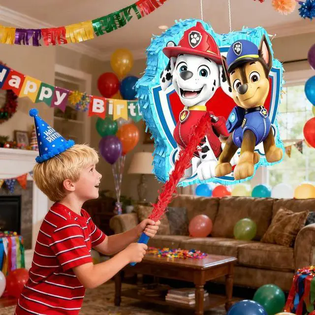 Alt view image 6 of 7 - 4 Pcs Paw Patrol Pinatas Bundle - Paw Patrol Theme Piñata,Paw Patrol Party Pinata Stick & Paw Patrol Party Games Blindfold etc Paw Patrol Pinata Supplies for Paw Patrol Birthday Party Decorations