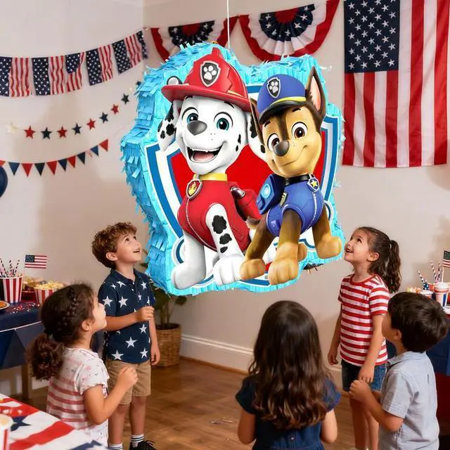 Alt view image 7 of 7 - 4 Pcs Paw Patrol Pinatas Bundle - Paw Patrol Theme Piñata,Paw Patrol Party Pinata Stick & Paw Patrol Party Games Blindfold etc Paw Patrol Pinata Supplies for Paw Patrol Birthday Party Decorations