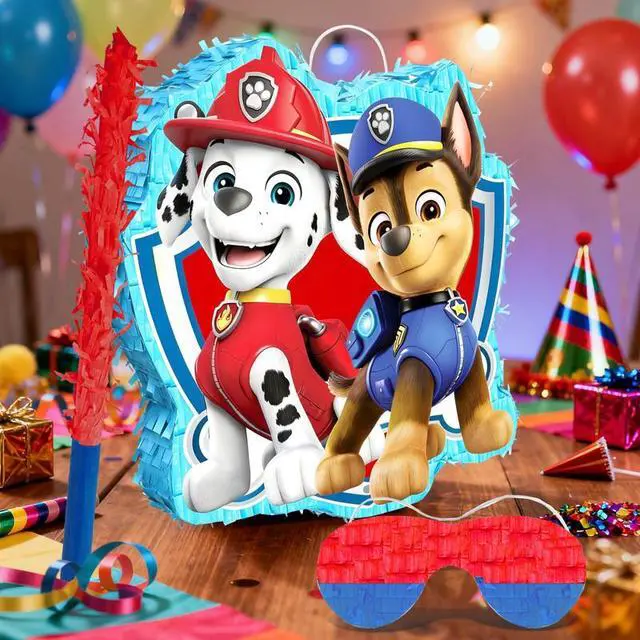 Alt view image 5 of 7 - 4 Pcs Paw Patrol Pinatas Bundle - Paw Patrol Theme Piñata,Paw Patrol Party Pinata Stick & Paw Patrol Party Games Blindfold etc Paw Patrol Pinata Supplies for Paw Patrol Birthday Party Decorations