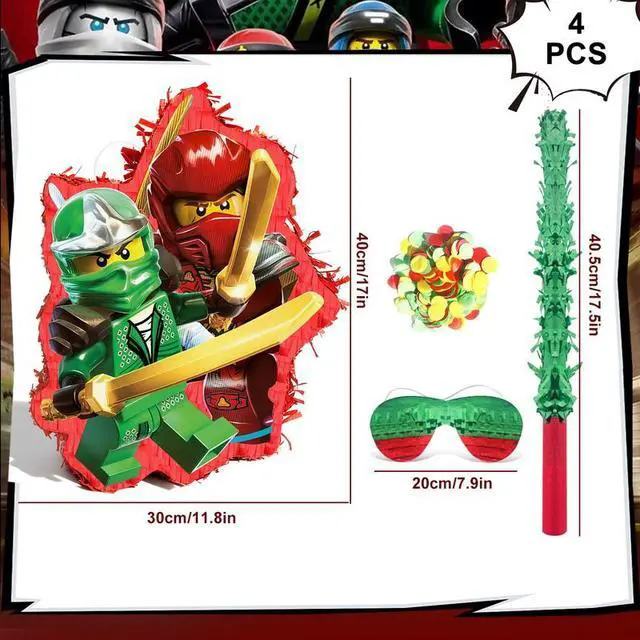 Alt view image 2 of 7 - 4 Pcs Ninja Pinata, Ninja Pinatas Bundle,including Ninja Theme Pinata, Ninja Party Pinata Stick, Party Games Blindfold etc Ninja Pinata Supplies for Ninja Birthday Party Decorations