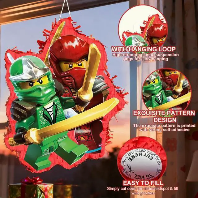 Alt view image 7 of 7 - 4 Pcs Ninja Pinata, Ninja Pinatas Bundle,including Ninja Theme Pinata, Ninja Party Pinata Stick, Party Games Blindfold etc Ninja Pinata Supplies for Ninja Birthday Party Decorations
