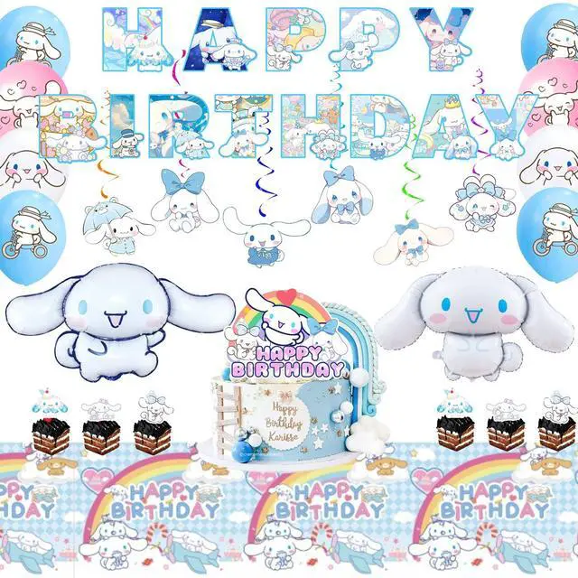 Main image of Cinnamoroll Birthday Party Supplies, 35 Pcs Cinnamoroll Party Decorations Set - Cinnamoroll Birthday Decorations Banner Tablecloth & Cinnamoroll Balloons Cake Toppers etc Cinnamoroll Party Supplies