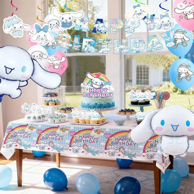 Alt view image 4 of 7 - Cinnamoroll Birthday Party Supplies, 35 Pcs Cinnamoroll Party Decorations Set - Cinnamoroll Birthday Decorations Banner Tablecloth & Cinnamoroll Balloons Cake Toppers etc Cinnamoroll Party Supplies
