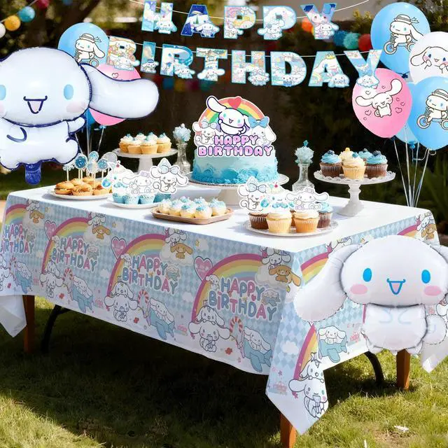 Alt view image 6 of 7 - Cinnamoroll Birthday Party Supplies, 35 Pcs Cinnamoroll Party Decorations Set - Cinnamoroll Birthday Decorations Banner Tablecloth & Cinnamoroll Balloons Cake Toppers etc Cinnamoroll Party Supplies