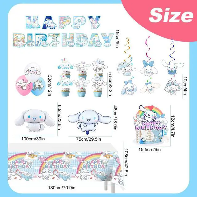 Alt view image 7 of 7 - Cinnamoroll Birthday Party Supplies, 35 Pcs Cinnamoroll Party Decorations Set - Cinnamoroll Birthday Decorations Banner Tablecloth & Cinnamoroll Balloons Cake Toppers etc Cinnamoroll Party Supplies