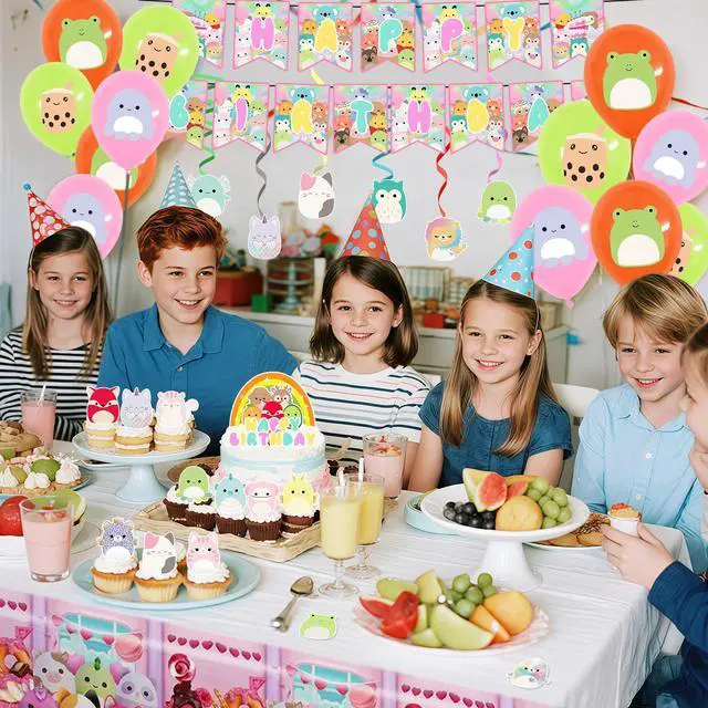 Alt view image 5 of 7 - 33 Pcs Squishmallows Party Decorations Set-Squishmallows Balloons Banners Cake Toppers and Birthday Balloons for Kids Squishmallows Themed Birthday Party Supplies