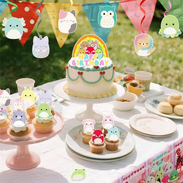 Alt view image 4 of 7 - 33 Pcs Squishmallows Party Decorations Set-Squishmallows Balloons Banners Cake Toppers and Birthday Balloons for Kids Squishmallows Themed Birthday Party Supplies