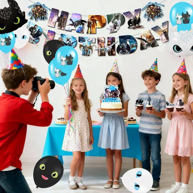Alt view image 4 of 7 - 43 Pcs How to Train Your Dragon Birthday Decorations - How to Train Your Dragon Party Banner Balloon Tablecloth etc How to Train Your Dragon Party Decorations