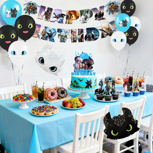 Alt view image 3 of 7 - 43 Pcs How to Train Your Dragon Birthday Decorations - How to Train Your Dragon Party Banner Balloon Tablecloth etc How to Train Your Dragon Party Decorations