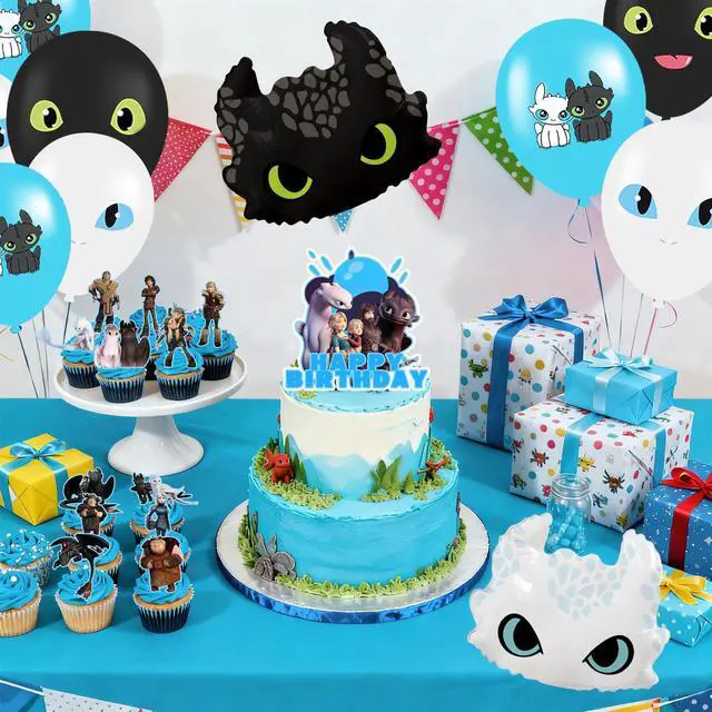 Alt view image 6 of 7 - 43 Pcs How to Train Your Dragon Birthday Decorations - How to Train Your Dragon Party Banner Balloon Tablecloth etc How to Train Your Dragon Party Decorations