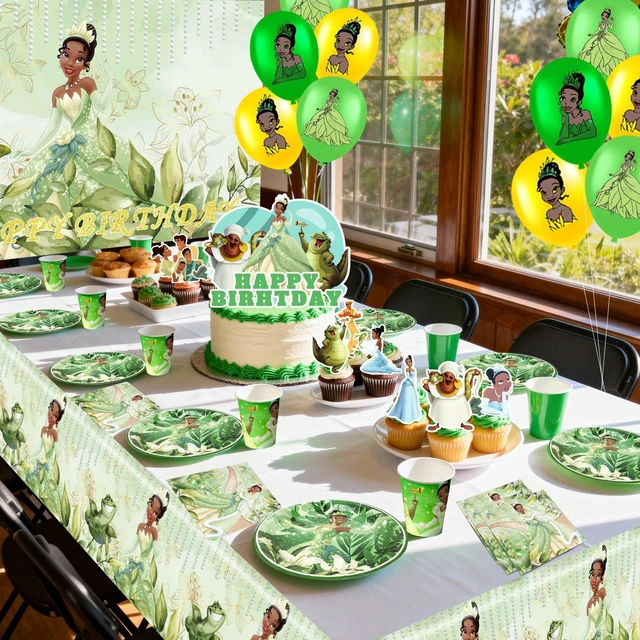 Alt view image 6 of 7 - 98 Pcs The Princess and the Frog Party Decorations & Tableware Set - Birthday Banners Balloons Plates Tablecloth Etc The Princess and the Frog Birthday Party Supplies for Girls/Kids