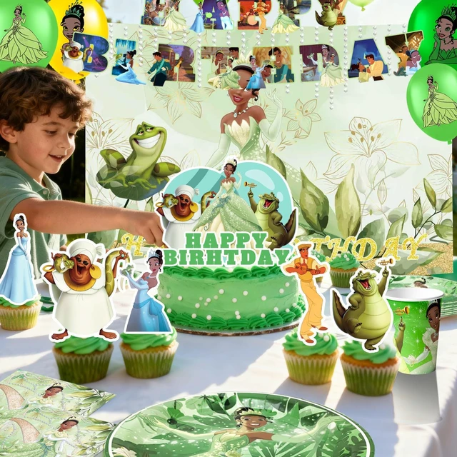 Alt view image 3 of 7 - 98 Pcs The Princess and the Frog Party Decorations & Tableware Set - Birthday Banners Balloons Plates Tablecloth Etc The Princess and the Frog Birthday Party Supplies for Girls/Kids