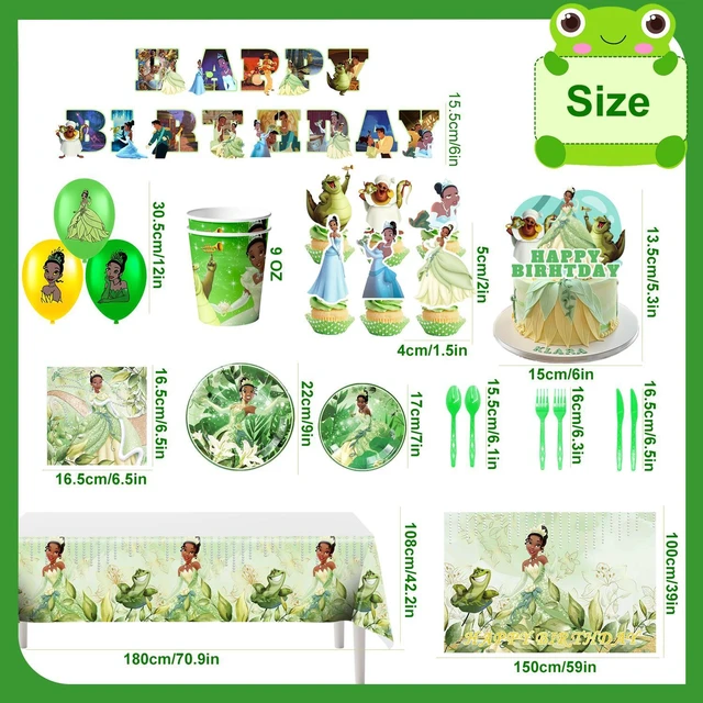 Alt view image 7 of 7 - 98 Pcs The Princess and the Frog Party Decorations & Tableware Set - Birthday Banners Balloons Plates Tablecloth Etc The Princess and the Frog Birthday Party Supplies for Girls/Kids