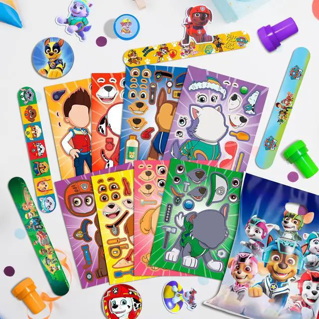 Alt view image 4 of 7 - Paw Patrol Party Favors, 114 Pcs Paw Patrol Birthday Party Gift Sets - Paw Patrol Gift Bags Stickers Slap Bracelets and other Paw Patrol Party Supplies for Paw Patrol Birthday Decorations