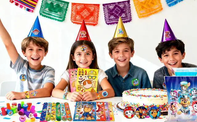 Alt view image 7 of 7 - Paw Patrol Party Favors, 114 Pcs Paw Patrol Birthday Party Gift Sets - Paw Patrol Gift Bags Stickers Slap Bracelets and other Paw Patrol Party Supplies for Paw Patrol Birthday Decorations
