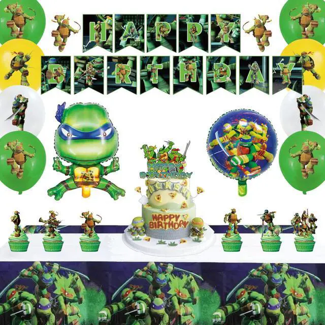 Main image of Ninja Turtles Party Decorations, 43 Pcs Ninja Turtles Party Supplies - Ninja Turtles Party Balloons Tablecloth Ninja Turtles Happy Birthday Banners and other Ninja Turtles Birthday Party Decorations