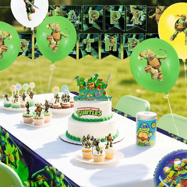 Alt view image 4 of 7 - Ninja Turtles Party Decorations, 43 Pcs Ninja Turtles Party Supplies - Ninja Turtles Party Balloons Tablecloth Ninja Turtles Happy Birthday Banners and other Ninja Turtles Birthday Party Decorations