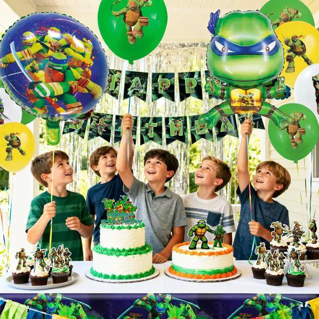 Alt view image 6 of 7 - Ninja Turtles Party Decorations, 43 Pcs Ninja Turtles Party Supplies - Ninja Turtles Party Balloons Tablecloth Ninja Turtles Happy Birthday Banners and other Ninja Turtles Birthday Party Decorations