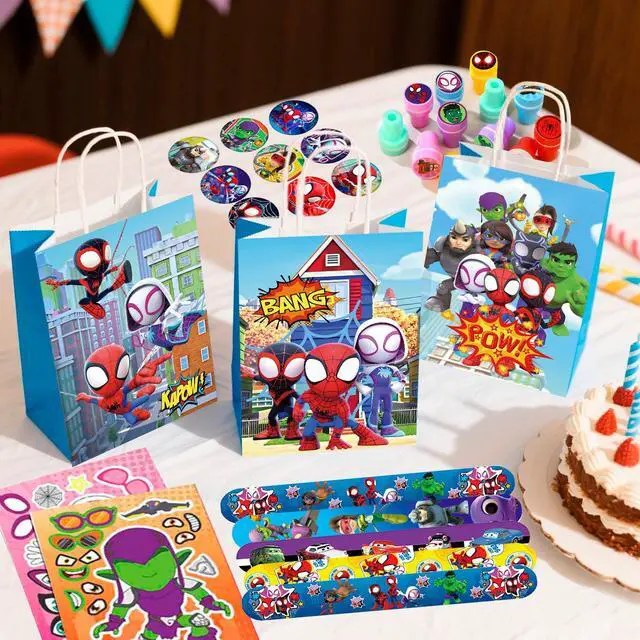 Alt view image 4 of 7 - Spiderman & Friends Party Favors for Kids, 110 Pcs Spiderman Birthday Party Favors Set- Spiderman Goodie Bags Key Chains Stickers etc Party Supplies for Spiderman & Friends Birthday Decorations