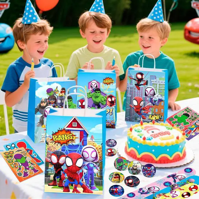 Alt view image 6 of 7 - Spiderman & Friends Party Favors for Kids, 110 Pcs Spiderman Birthday Party Favors Set- Spiderman Goodie Bags Key Chains Stickers etc Party Supplies for Spiderman & Friends Birthday Decorations