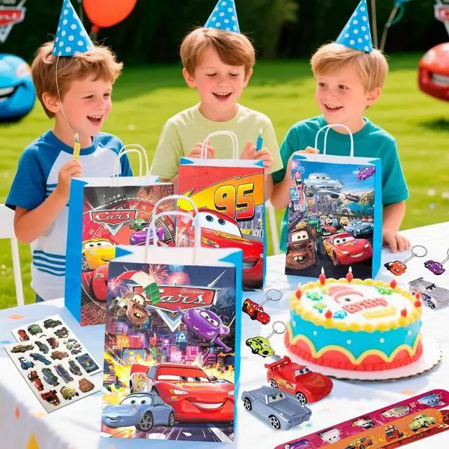 Alt view image 4 of 7 - Lightning McQueen Party Favors, 110 Pcs All-In-One Cars Party Favors Pack Including Cars Theme Gift Bags Keychain Stickers Toys Seals etc Cars Birthday Party Supplies for Boys Kids