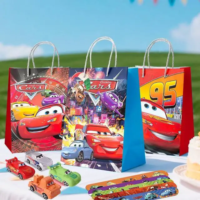 Alt view image 6 of 7 - Lightning McQueen Party Favors, 110 Pcs All-In-One Cars Party Favors Pack Including Cars Theme Gift Bags Keychain Stickers Toys Seals etc Cars Birthday Party Supplies for Boys Kids