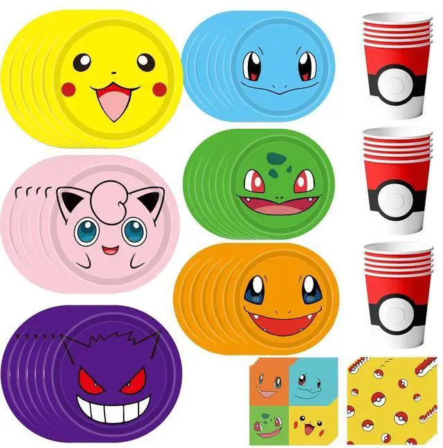 Main image of Pokemon Birthday Party Tableware, 120 Pcs Pokemon Plates & Napkins Party Supplies - 60 7"&9" Pokemon Party Plates, 30 Pokemon Napkins and 30 Pokemon Cups for Pokemon Birthday Party Decorations