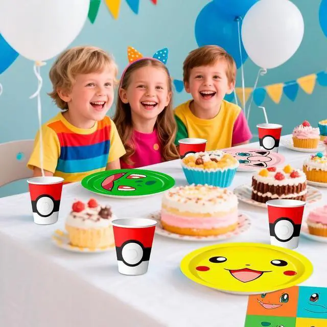 Alt view image 3 of 7 - Pokemon Birthday Party Tableware, 120 Pcs Pokemon Plates & Napkins Party Supplies - 60 7"&9" Pokemon Party Plates, 30 Pokemon Napkins and 30 Pokemon Cups for Pokemon Birthday Party Decorations