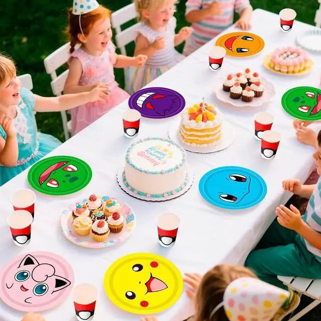 Alt view image 5 of 7 - Pokemon Birthday Party Tableware, 120 Pcs Pokemon Plates & Napkins Party Supplies - 60 7"&9" Pokemon Party Plates, 30 Pokemon Napkins and 30 Pokemon Cups for Pokemon Birthday Party Decorations