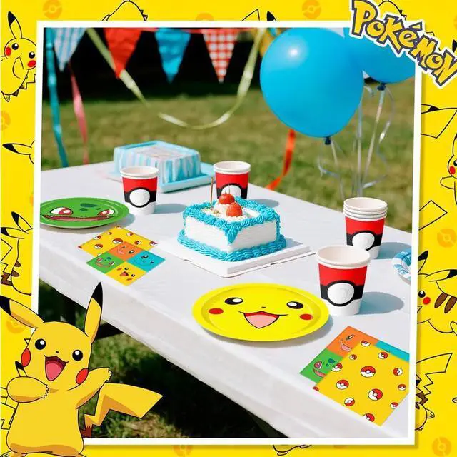 Alt view image 6 of 7 - Pokemon Birthday Party Tableware, 120 Pcs Pokemon Plates & Napkins Party Supplies - 60 7"&9" Pokemon Party Plates, 30 Pokemon Napkins and 30 Pokemon Cups for Pokemon Birthday Party Decorations