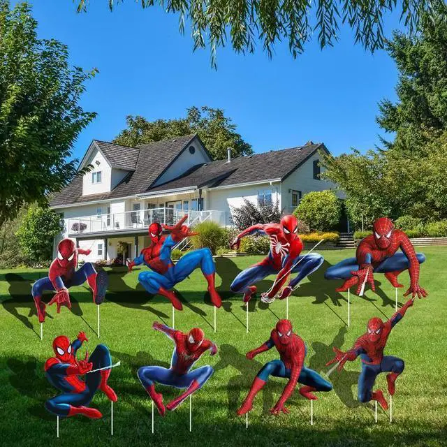 Main image of Spiderman Themed Yard Signs, 8 Pcs Spiderman Yard Signs with Stakes, Large Spiderman Yard Signs, Spiderman Outdoor Decorations for Boys Kids Spiderman Birthday Party Supplies Decorations