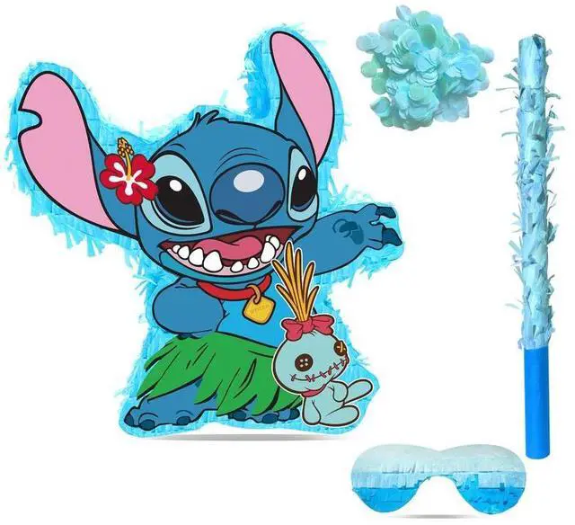 Main image of 4 Pcs Stitch Pinatas Bundle - 14.6'' Stitch Theme Piñata, Stitch Party Pinata Stick & Stitch Party Games Blindfold etc Stitch Pinata Supplies for Stitch Birthday Party Decorations