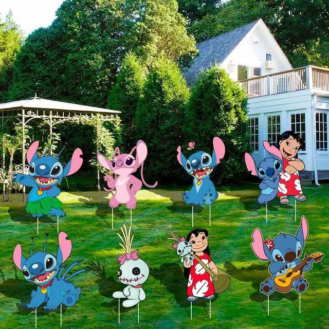 Main image of Stitch Birthday Party Supplies Stitch Yard Signs With Stakes - 8 Pcs Stitch Themed Yard Signs for Stitch Party Decorations, Stitch Birthday Decorations & Stitch Outdoor Decorations Stitch Party Favors