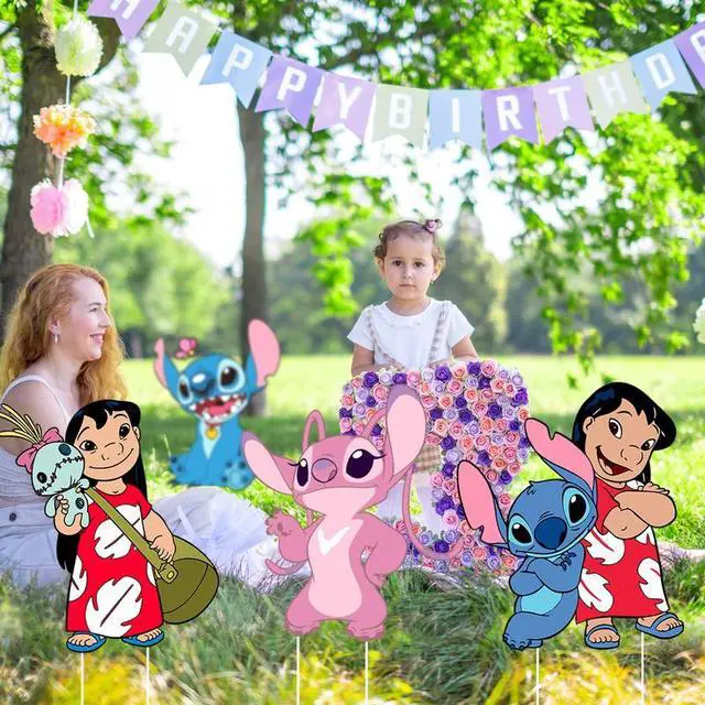 Alt view image 5 of 7 - Stitch Birthday Party Supplies Stitch Yard Signs With Stakes - 8 Pcs Stitch Themed Yard Signs for Stitch Party Decorations, Stitch Birthday Decorations & Stitch Outdoor Decorations Stitch Party Favors