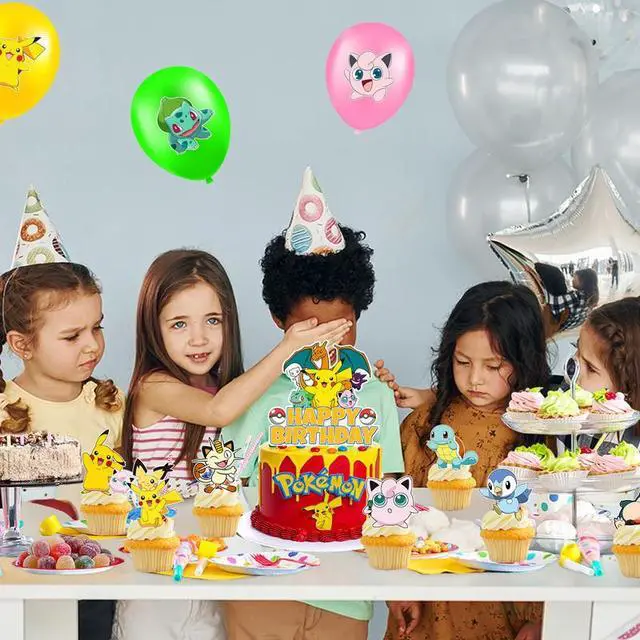Alt view image 5 of 7 - 25 Pcs Pokemon Cake Toppers Set - 1 Pcs Large Pokemon Birthday Cake Topper + 24 Pcs Pokemon Cupcake Toppers for Boys/Girls Kids Pokemon Birthday Decorations Supplies