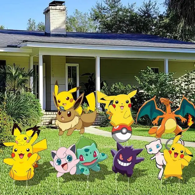 Main image of Pokemon Themed Yard Signs, 8 Pcs Pokemon Yard Signs with Stakes, Pokemon Outdoor Decorations for Boys Girls Kids Pokemon Birthday Party Supplies Decorations/Pokemon Party Decorations