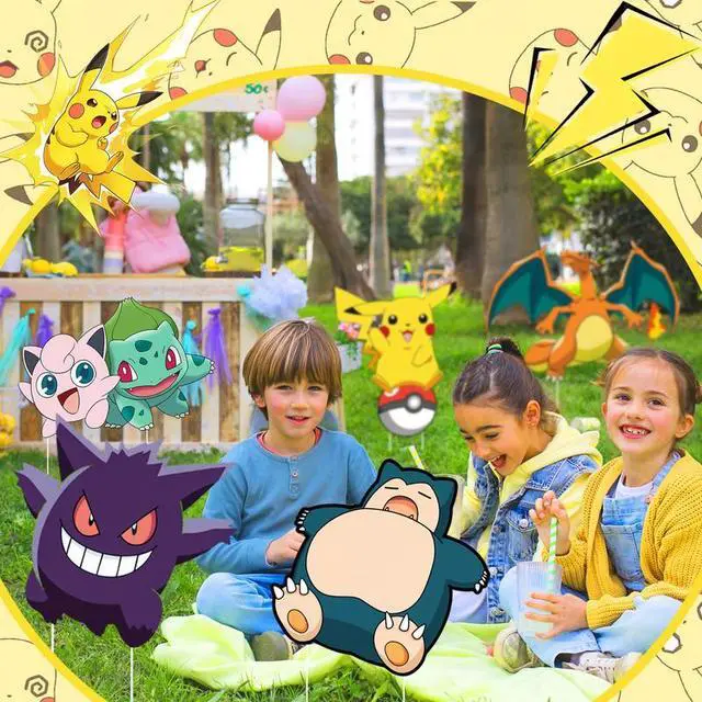 Alt view image 6 of 7 - Pokemon Themed Yard Signs, 8 Pcs Pokemon Yard Signs with Stakes, Pokemon Outdoor Decorations for Boys Girls Kids Pokemon Birthday Party Supplies Decorations/Pokemon Party Decorations