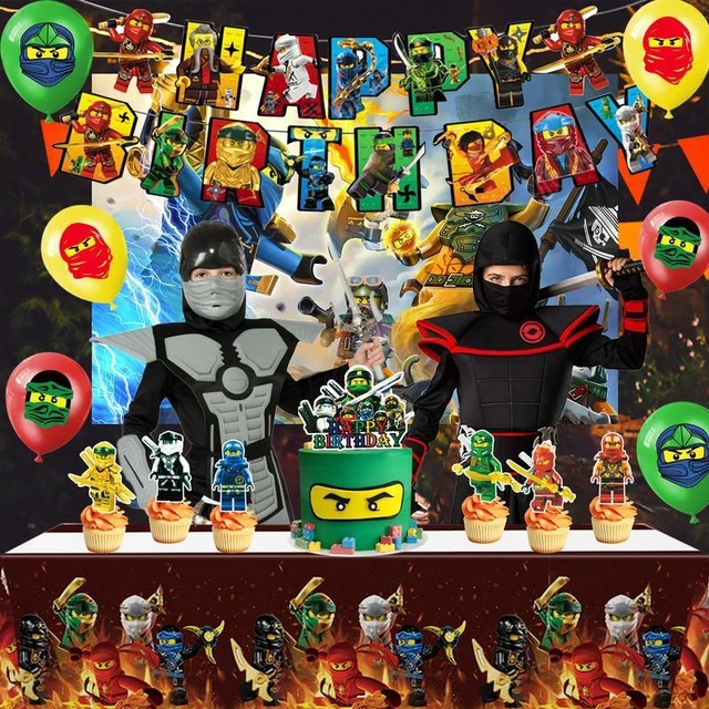Alt view image 3 of 7 - Ninja Birthday Party Supplies - 28 Pcs of Ninja Party Decorations Including Ninja Balloons, Backdrop, Banners, Cupcake Toppers, Tablecloths etc Ninja Theme Party for Boys/Girls