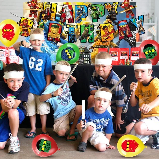 Alt view image 6 of 7 - Ninja Birthday Party Supplies - 28 Pcs of Ninja Party Decorations Including Ninja Balloons, Backdrop, Banners, Cupcake Toppers, Tablecloths etc Ninja Theme Party for Boys/Girls