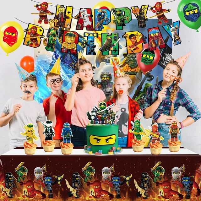 Alt view image 5 of 7 - Ninja Birthday Party Supplies - 28 Pcs of Ninja Party Decorations Including Ninja Balloons, Backdrop, Banners, Cupcake Toppers, Tablecloths etc Ninja Theme Party for Boys/Girls