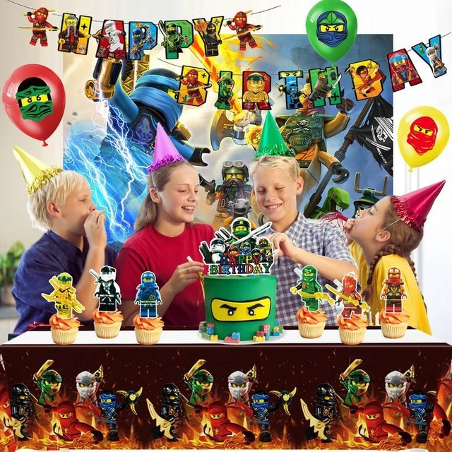 Alt view image 4 of 7 - Ninja Birthday Party Supplies - 28 Pcs of Ninja Party Decorations Including Ninja Balloons, Backdrop, Banners, Cupcake Toppers, Tablecloths etc Ninja Theme Party for Boys/Girls