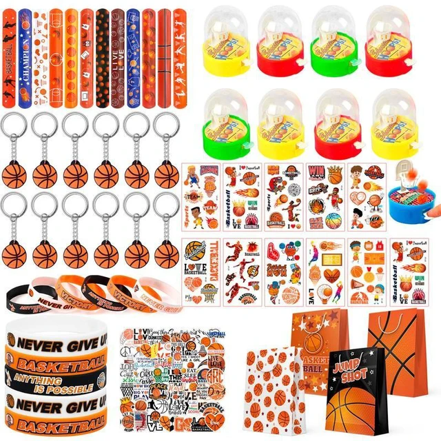 Main image of Basketball Party Favors,122pcs Basketball Themed Birthday Party Favors - Basketball Party Keychain Gift Bags Slap Bracelets Sticker etc Basketball Goodie Bags Stuffers for Basketball Party Decorations