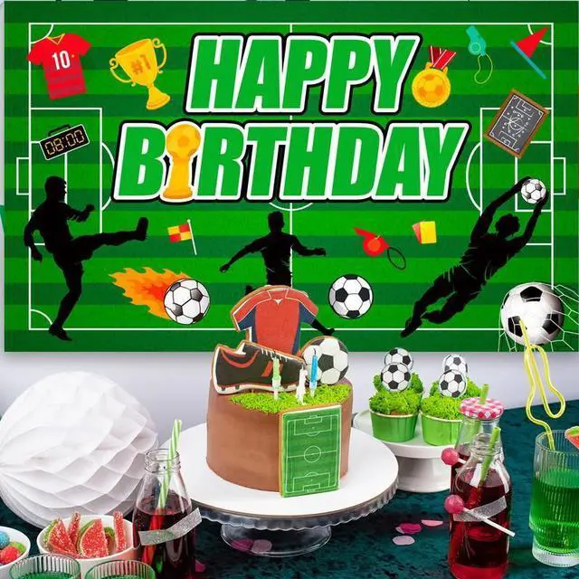 Alt view image 2 of 7 - 71x43'' Soccer Backdrop for Birthday Party, Soccer Birthday Backdrop, Soccer Birthday Banner Backdrop & Soccer Party Background for Soccer Party Decorations & Soccer Birthday Decorations