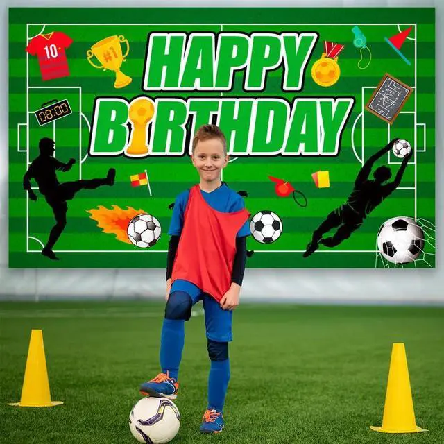 Alt view image 4 of 7 - 71x43'' Soccer Backdrop for Birthday Party, Soccer Birthday Backdrop, Soccer Birthday Banner Backdrop & Soccer Party Background for Soccer Party Decorations & Soccer Birthday Decorations
