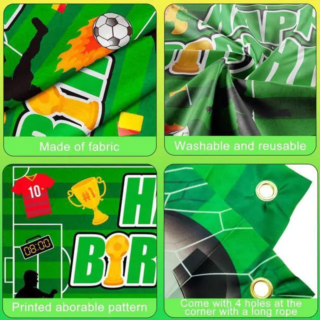 Alt view image 6 of 7 - 71x43'' Soccer Backdrop for Birthday Party, Soccer Birthday Backdrop, Soccer Birthday Banner Backdrop & Soccer Party Background for Soccer Party Decorations & Soccer Birthday Decorations