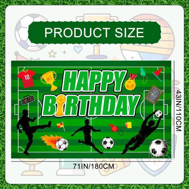 Alt view image 7 of 7 - 71x43'' Soccer Backdrop for Birthday Party, Soccer Birthday Backdrop, Soccer Birthday Banner Backdrop & Soccer Party Background for Soccer Party Decorations & Soccer Birthday Decorations