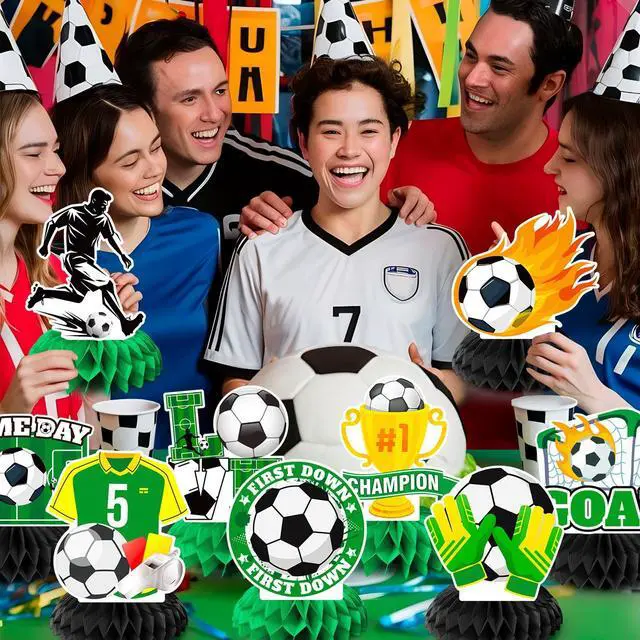 Alt view image 3 of 7 - Soccer Honeycomb Centerpieces, 9 Pcs Soccer Ball Honeycomb Centerpiece/Soccer Theme 3D Centerpieces/Soccer Centerpieces for Table for Soccer Birthday Party Decorations & Soccer Theme Party Decorations