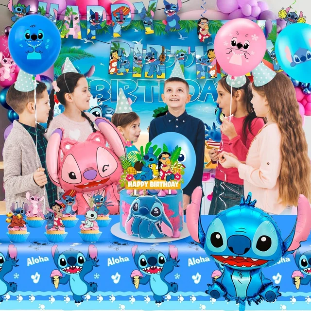 Alt view image 5 of 7 - Stitch Birthday Party Supplies, 36 Pcs Stitch Party Decorations Set - Stitch Balloons Tablecloth Banners Cupcake Toppers Backdrops etc Stitch Birthday Party Decorations for Kids