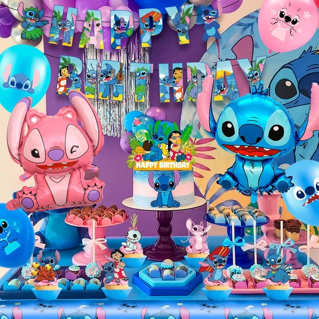 Alt view image 6 of 7 - Stitch Birthday Party Supplies, 36 Pcs Stitch Party Decorations Set - Stitch Balloons Tablecloth Banners Cupcake Toppers Backdrops etc Stitch Birthday Party Decorations for Kids